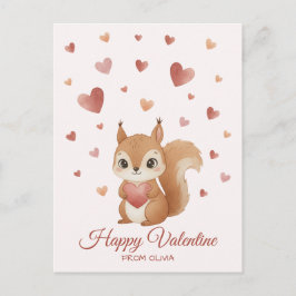 Cute Squirrel with Heart Valentine's Day Helg Vykort