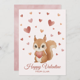 Cute Squirrel with Heart Valentine's Day Julkort
