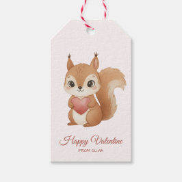 Cute Squirrel with Heart Valentine's Day Presentetikett