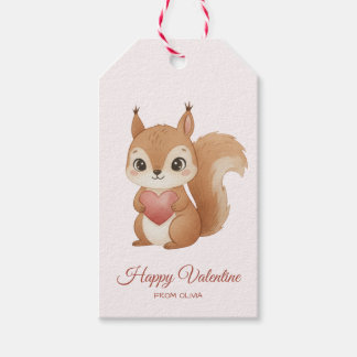 Cute Squirrel with Heart Valentine's Day Presentetikett
