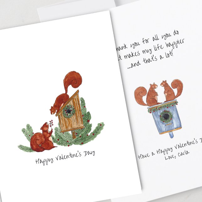 Cute Squirrels Valentine Day Card Kort (Skapare uppladdad)