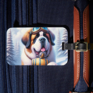 Cute St Bernard Hund Luggage Tag Bagagebricka