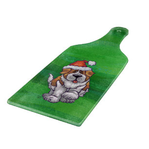 Cute St Bernard i Santa Hat på Grönt
