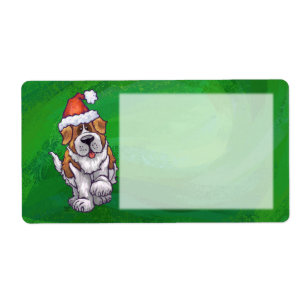 Cute St Bernard i Santa Hat på Grönt Fraktsedel