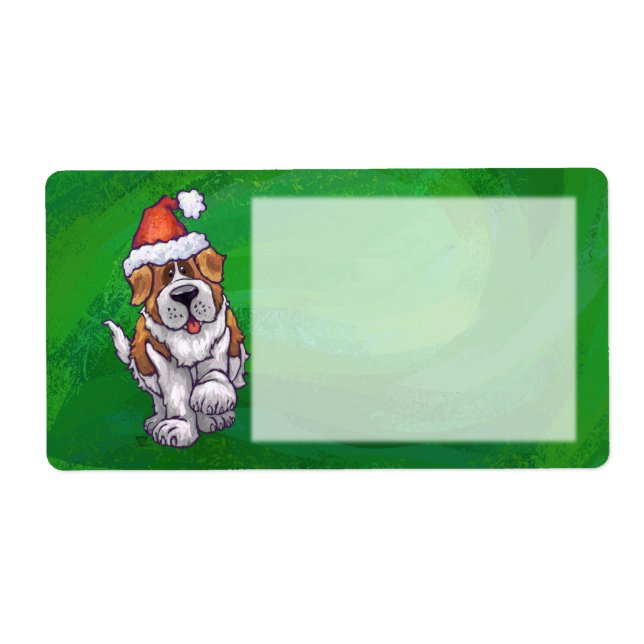 Cute St Bernard i Santa Hat på Grönt Fraktsedel (Framsidan)