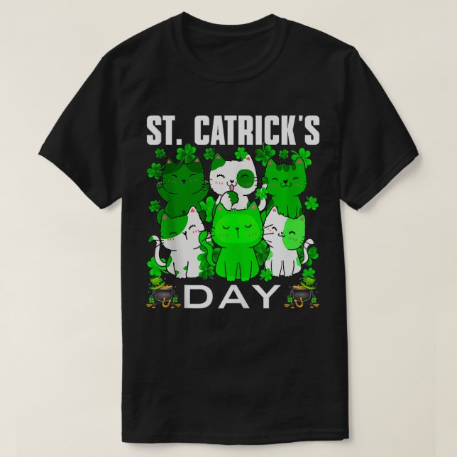 Cute St Catricks Day Cats Kittens Shamrocks St Pat T Shirt (Design framsida)