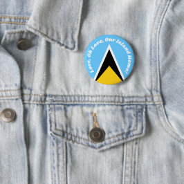 Cute St Lucian Flagga Blue Gult Anthem Phrase Text Knapp
