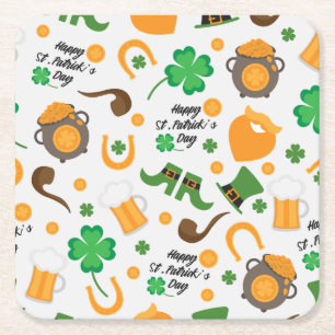 Cute St Paddy's Day Irish Thmet Mönster Underlägg Papper Kvadrat