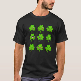 Cute St Patrick Clovers Faces Shamrocks Irish Boys T Shirt
