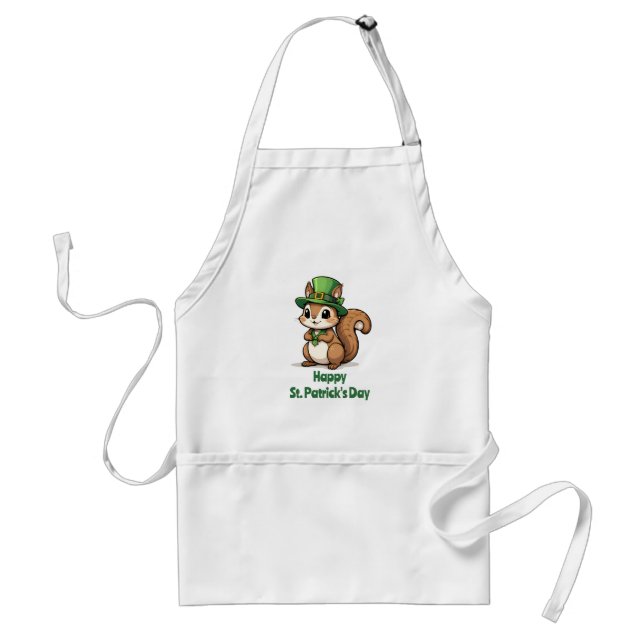 Cute St. Patrick-Day-ekorren med Grönt Hat Förkläde (Framsidan)