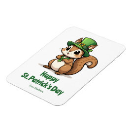 Cute St. Patrick-Day-ekorren med Grönt Hat Magnet