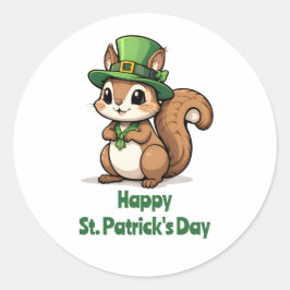 Cute St. Patrick-Day-ekorren med Grönt Hat Runt Klistermärke