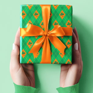 Cute St. Patrick Day Grönt Argyle Kids Presentpapper