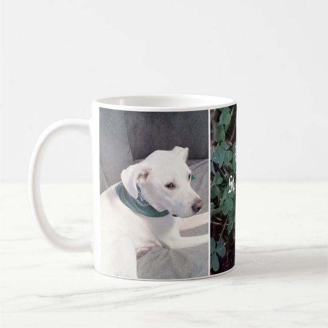 Cute St. Patrick Day Shamrocks och Klöver Hund Kaffemugg (Vänster)