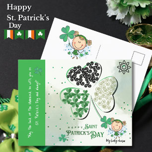 Cute St. Patrick Little Girl Vykort