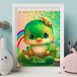 Cute St patrick's day Bird Personlig Art Poster