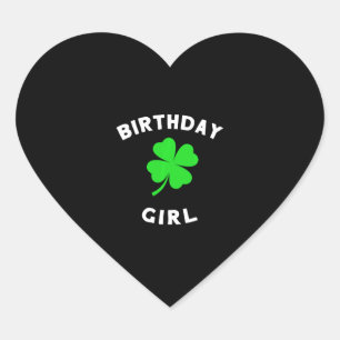 Cute St patricks day Birthday for Girls Hjärtformat Klistermärke