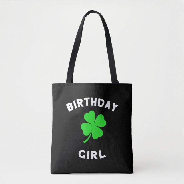 Cute St patricks day Birthday for Girls Tygkasse (Framsida)