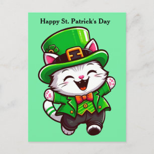 Cute St. Patrick's Day Cat-kort Helg Vykort