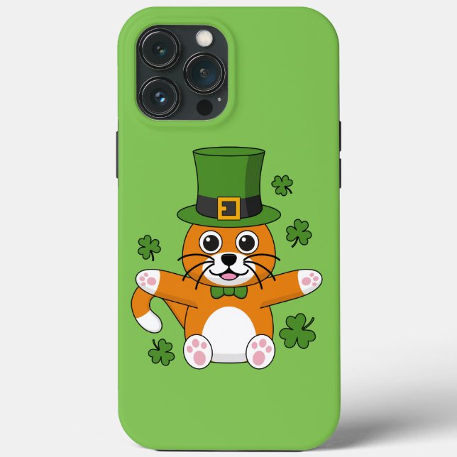 Cute St patrick's day Cat med Shamrocks-Tecknad (Baksida)