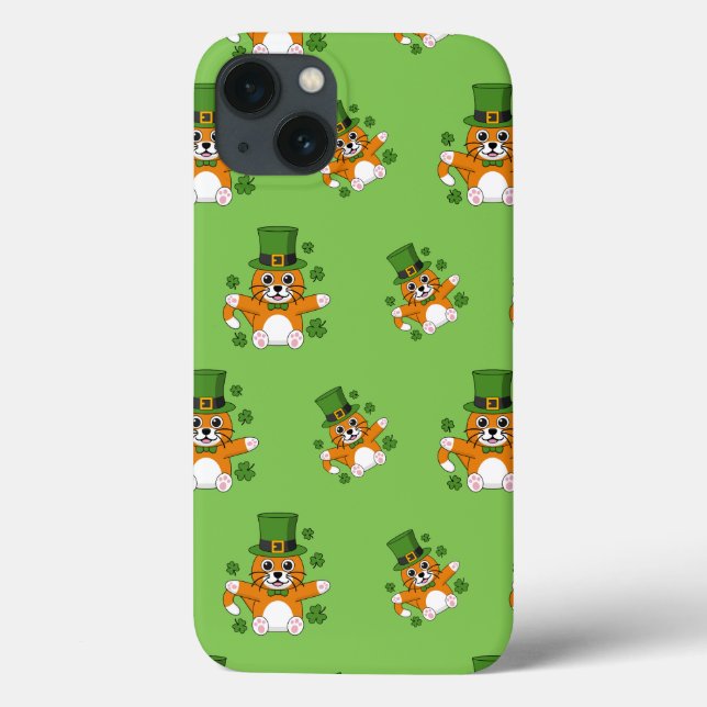 Cute St patrick's day Cat med Shamrocks-Tecknad (Baksida)