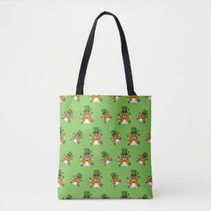 Cute St patrick's day Cat med Shamrocks-Tecknad Tygkasse