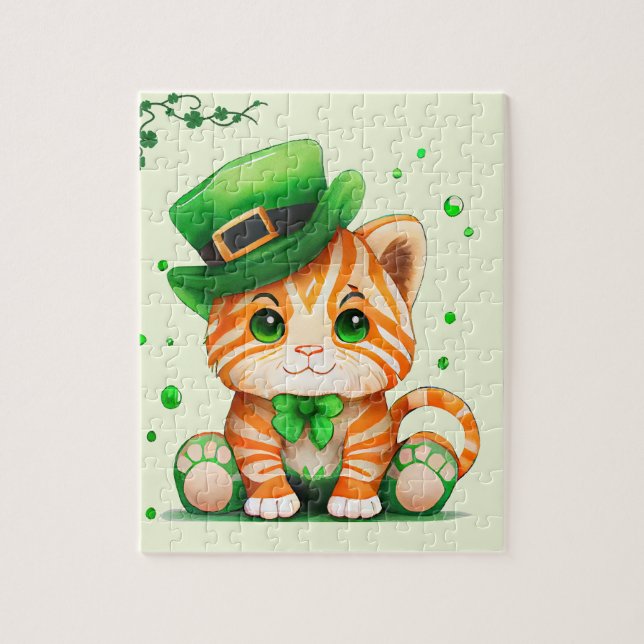 Cute St patricks day Cat Pussel (Vertikal)