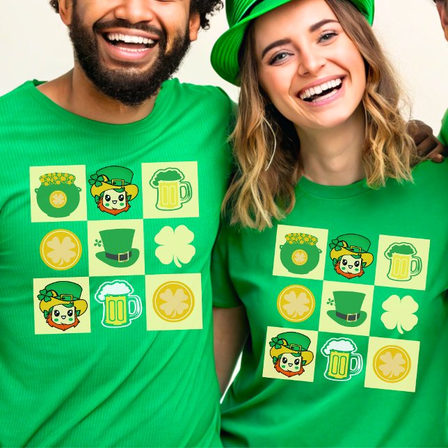 Cute St. Patrick's Day Checkerboard Group T-Shirt (Skapare uppladdad)