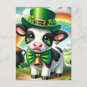 Cute St. Patricks Day Cow Vykort