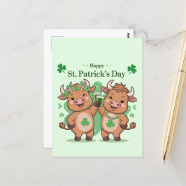 Cute St patricks day Cows Vykort