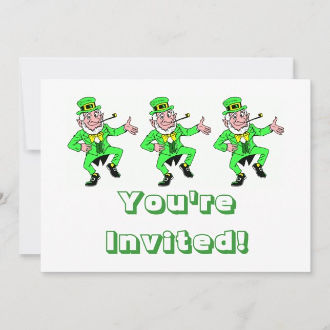 Cute St Patrick's Day Dancing Leprechaun Inbjudningar (Framsida)