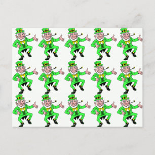 Cute St. Patrick's Day Dancing Leprechaun Vykort