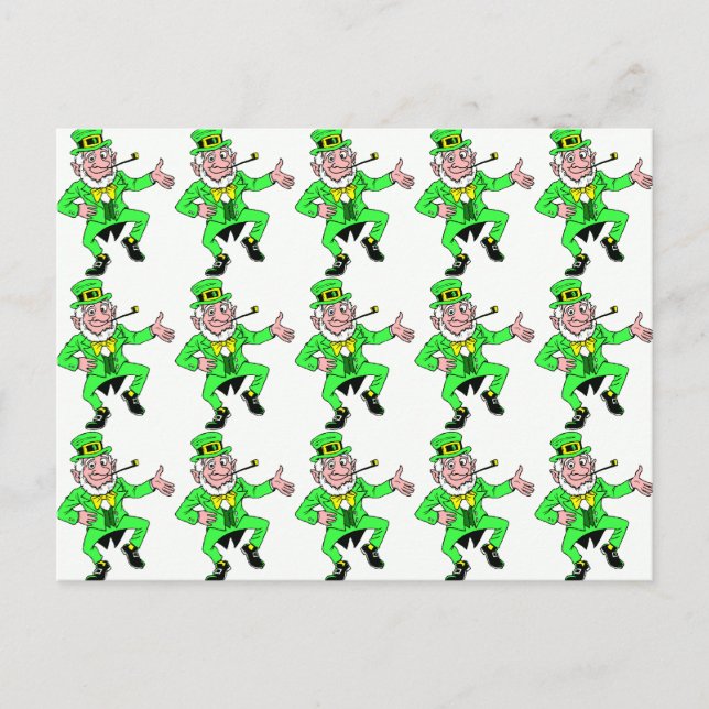 Cute St. Patrick's Day Dancing Leprechaun Vykort (Framsida)