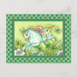 CUTE ST. PATRICK'S DAY FLYING IRISH PONY, FAIRY HELG VYKORT