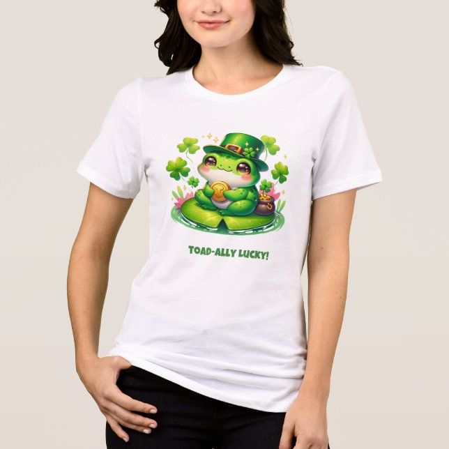 Cute St. Patrick's Day Frog T Shirt (Framsida)
