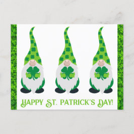 Cute St patricks day Gnome Grönt Shamrock Vykort