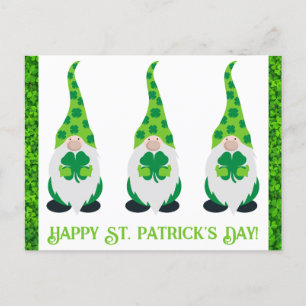 Cute St patricks day Gnome Grönt Shamrock Vykort