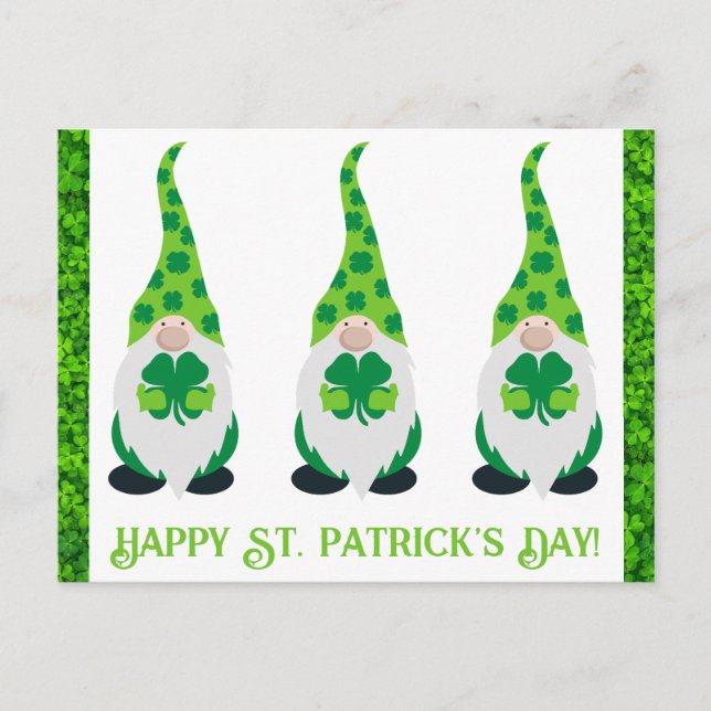 Cute St patricks day Gnome Grönt Shamrock Vykort (Framsida)
