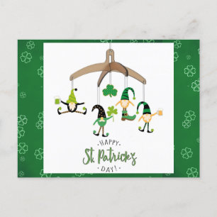 Cute St patricks day Gnome Grönt Shamrock Vykort