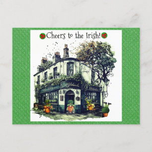 Cute St patricks day Gnome Irish Pub Cheers Vykort