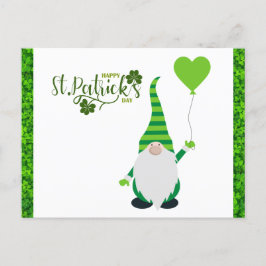 Cute St patricks day Gnome Shamrock Vykort