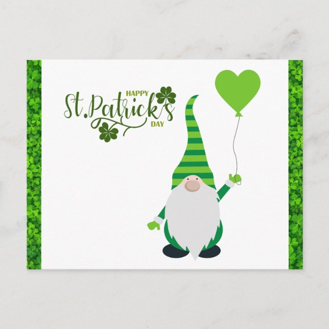 Cute St patricks day Gnome Shamrock Vykort (Framsida)