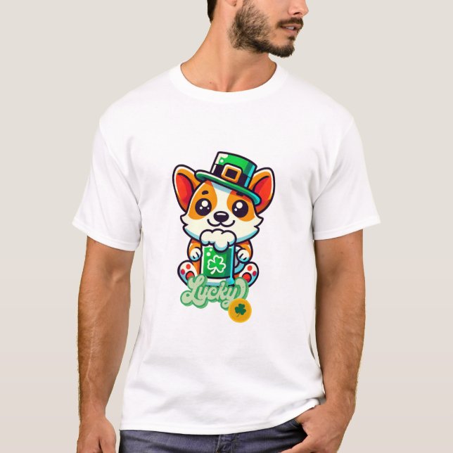 Cute St. Patrick's Day Hund Tee (Framsida)