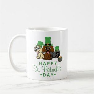 Cute St Patrick's Day Hundar Leprechaun Hats Puppy Kaffemugg