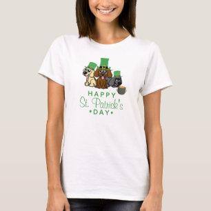 Cute St Patrick's Day Hundar Leprechaun Hats Puppy T Shirt