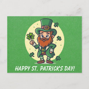 Cute St patricks day Irish Leprechaun Shamrock Vykort