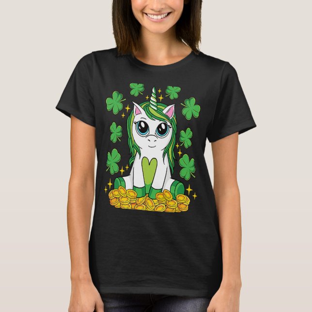 Cute St Patrick's Day Irish Unicorn Lepricorn Lepr T Shirt (Framsida)