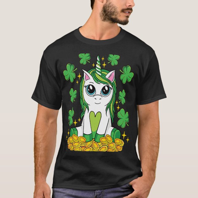 Cute St Patrick's Day Irish Unicorn Lepricorn Lepr T Shirt (Framsida)