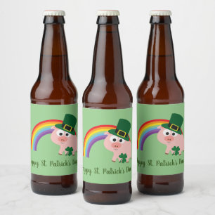 Cute St. Patrick's Day Leprechaun Gris Ölflaska Etikett