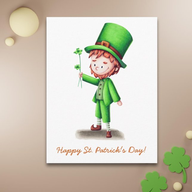 Cute St patrick's day Leprechaun Helg Vykort (Skapare uppladdad)
